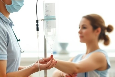 Patient receiving refreshing amino acid IV drip
